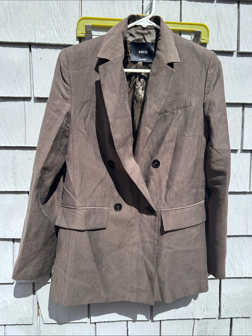 Mango Taupe Double-Breasted Blazer Jacket